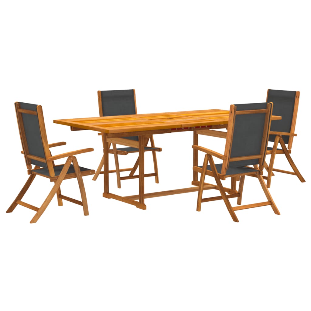 Set Pranzo da Giardino 5pz Legno Massello di Acacia e Textilene - immagine 2