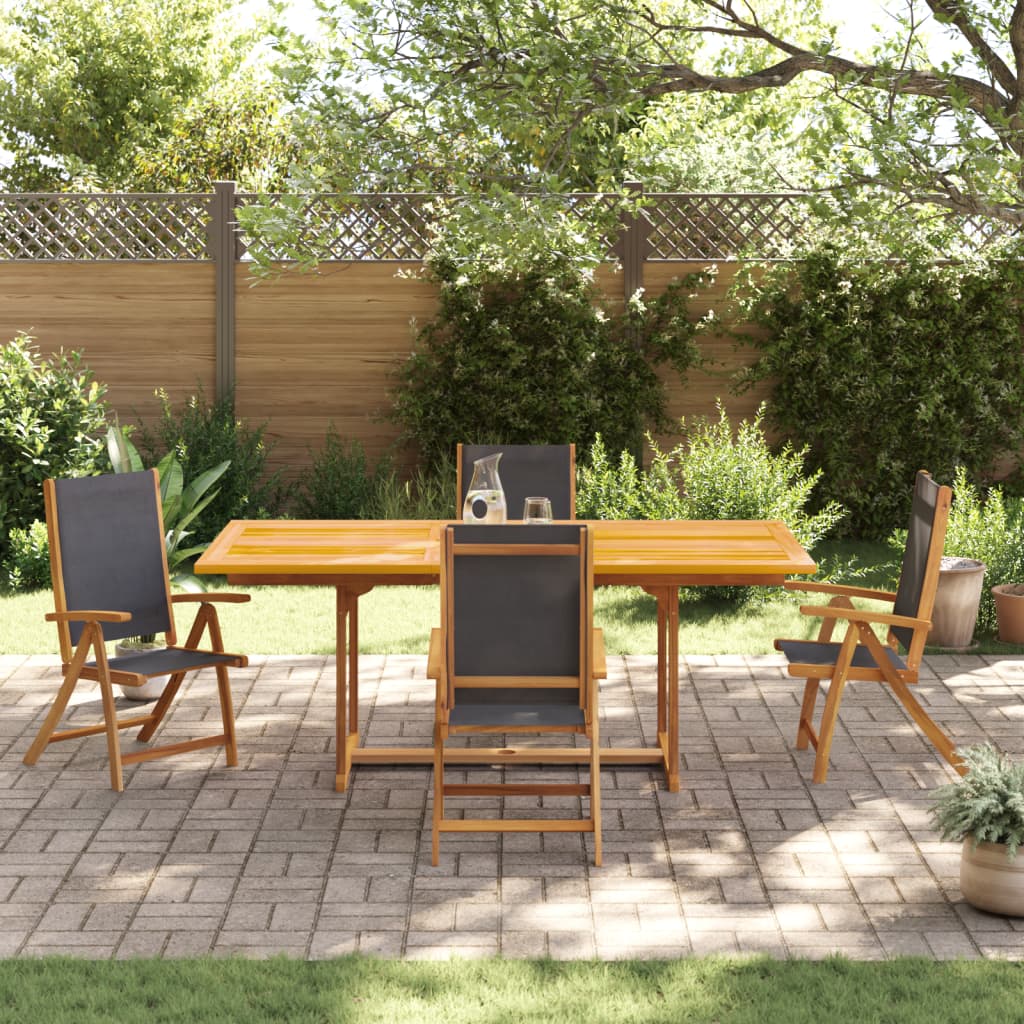 Set Pranzo da Giardino 5pz Legno Massello di Acacia e Textilene - immagine 3