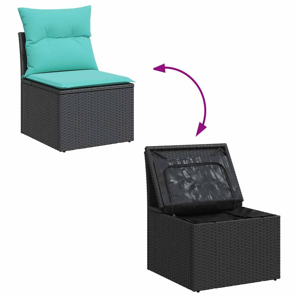 Set Divano da Giardino 5 pz con Cuscini Grigio in Polyrattan - immagine 5