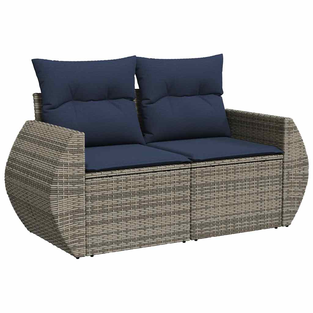 Set Divani da Giardino 9 pz con Cuscini Grigio Polyrattan Acacia - immagine 4