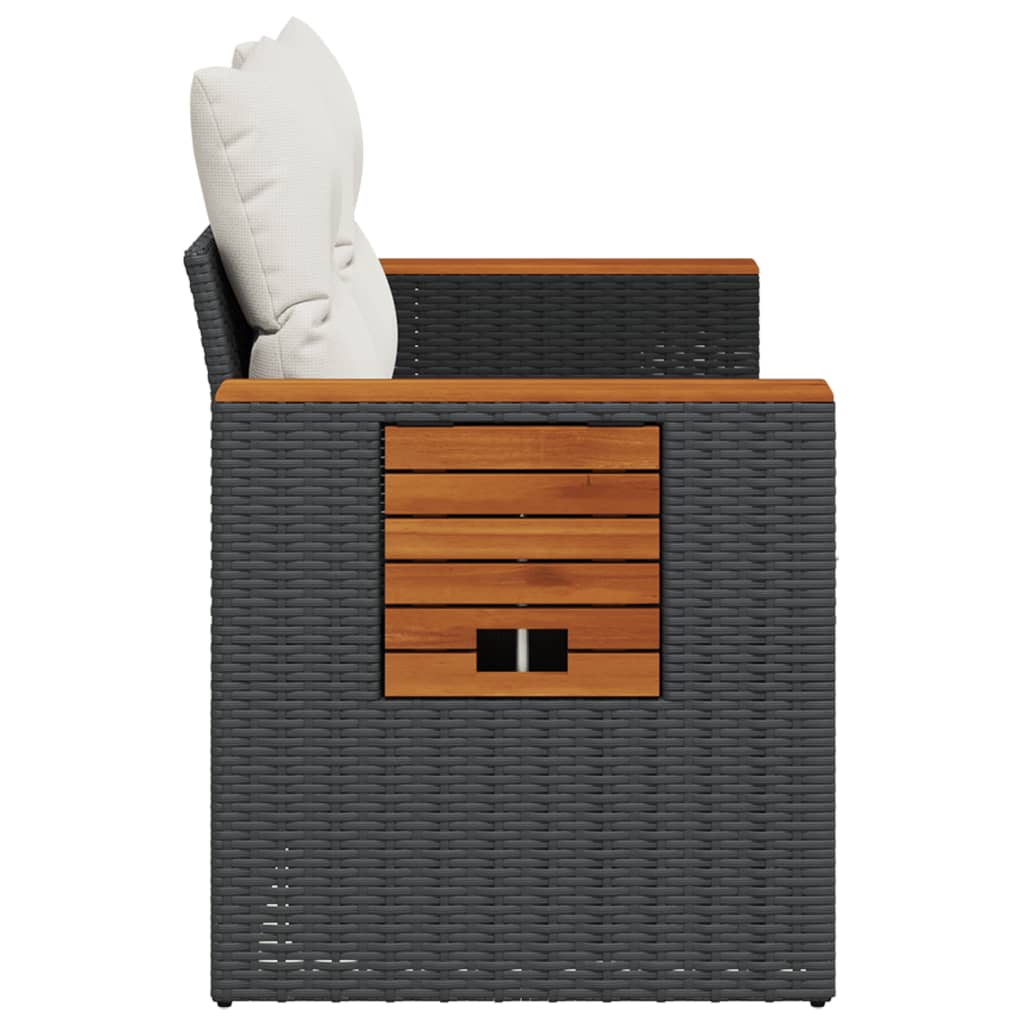 Divano da Giardino con Cuscini a 2 Posti Nero in Polyrattan - immagine 5