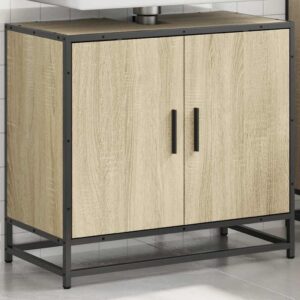 Mobiletto per Lavabo da Bagno Rovere Sonoma 65x33x60 cm Legno Massello
