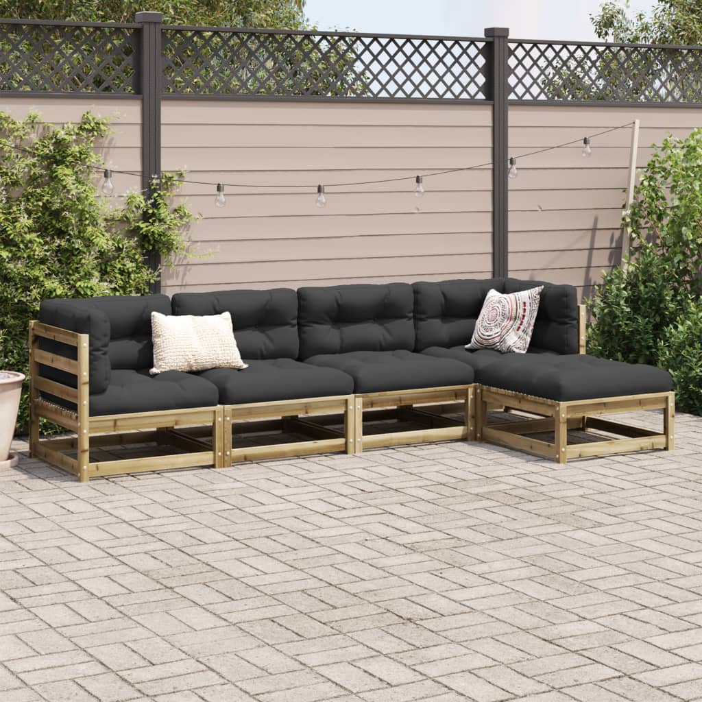 Set Divani da Giardino 5pz con Cuscini Legno Impregnato di Pino - immagine 3