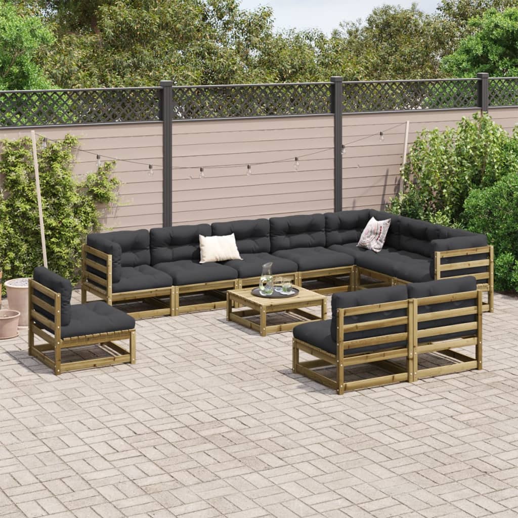 Set Divani da Giardino 11 pz in Legno Massello di Pino - immagine 3