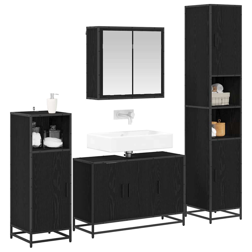 Set Mobili da Bagno 4 pz Rovere Sonoma in Legno Multistrato - immagine 3