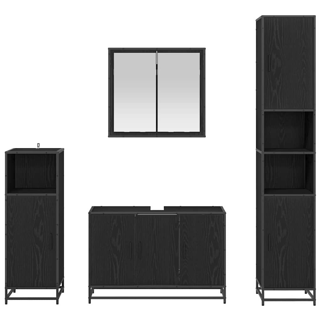 Set Mobili da Bagno 4 pz Rovere Sonoma in Legno Multistrato - immagine 9