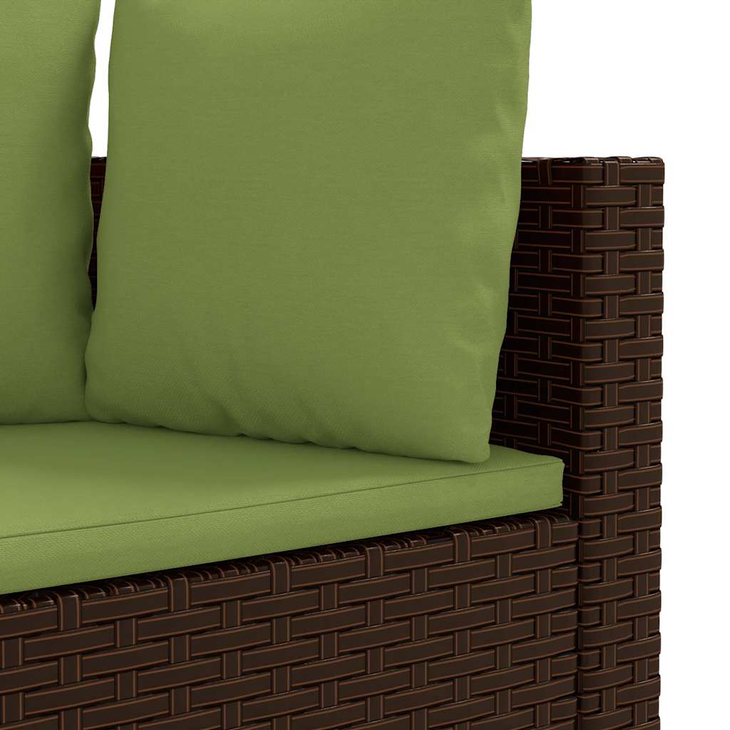 Set Divano da Giardino 3 pz con Cuscini Marrone in Polyrattan - immagine 4