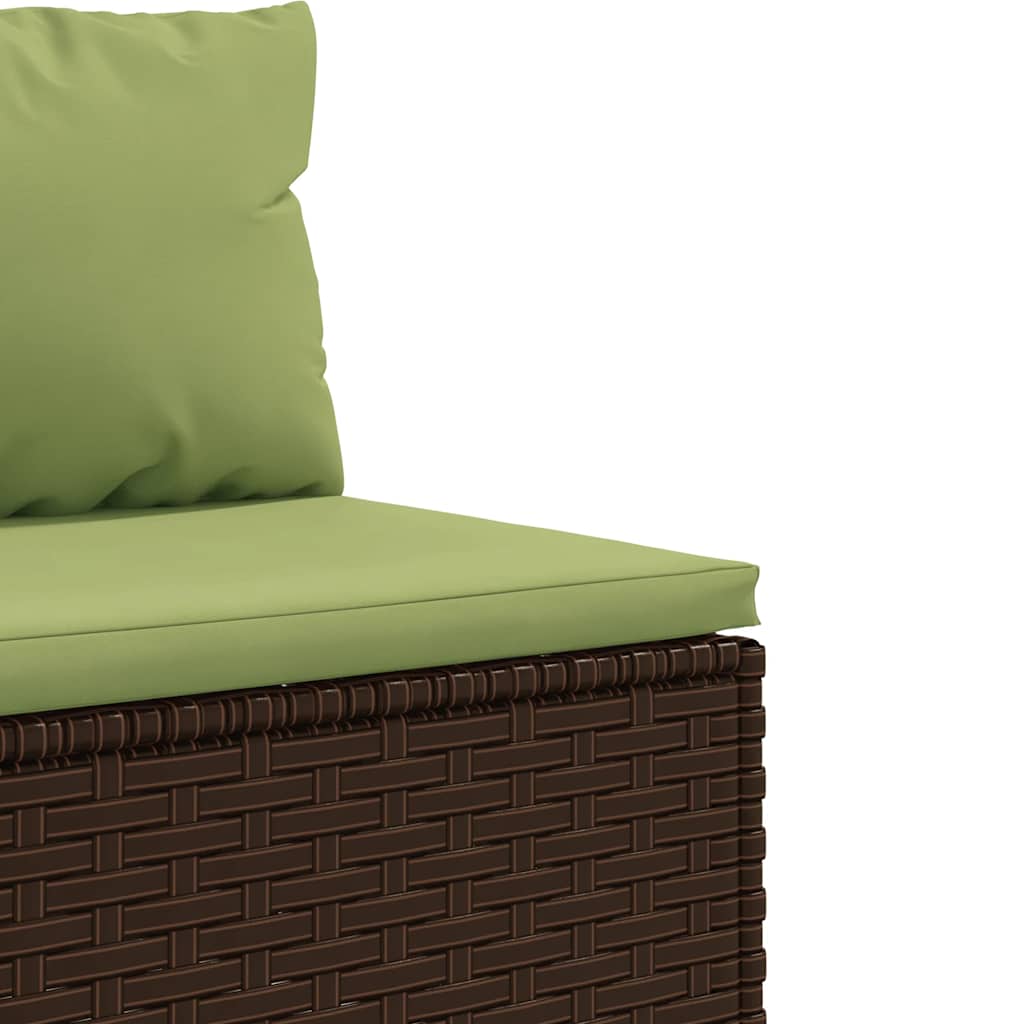Set Divano da Giardino 3 pz con Cuscini Marrone in Polyrattan - immagine 5