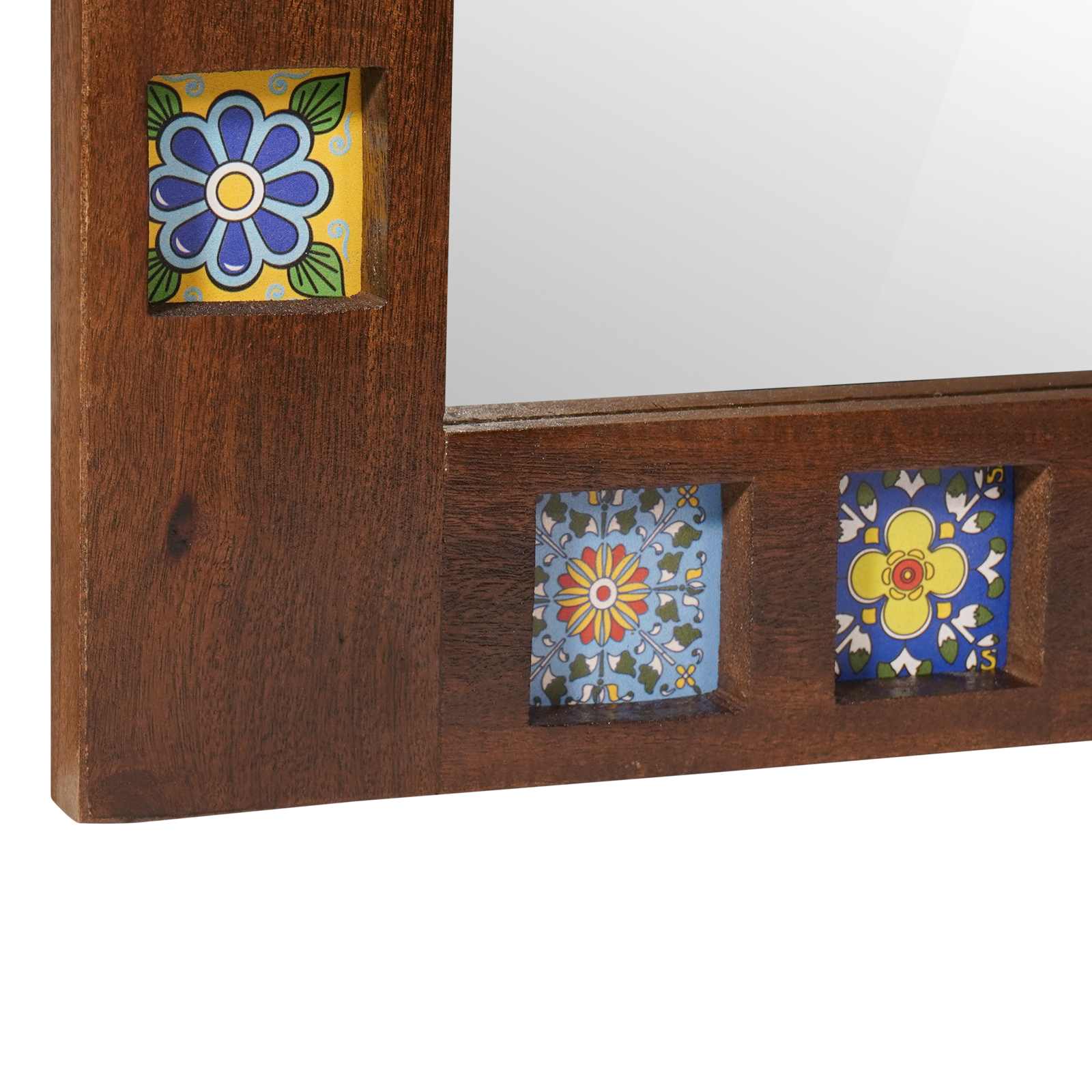 Specchio da bagno Noce 50 x 70 x 3 cm Legno di mango massello - immagine 3