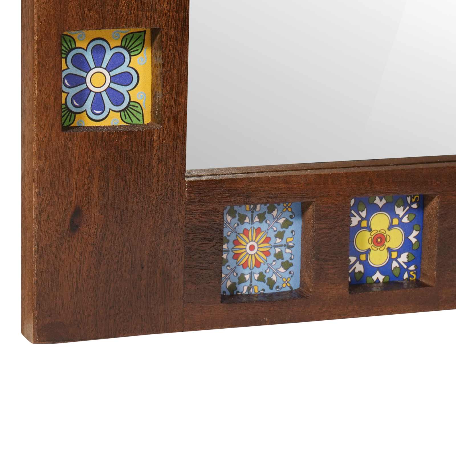 Specchio da bagno Noce 50 x 70 x 3 cm Legno di mango massello - immagine 7