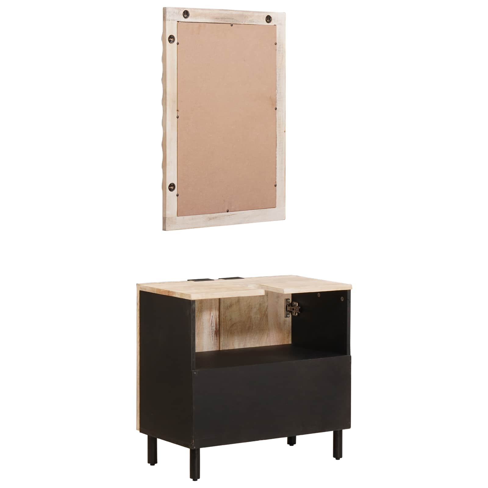 Set da Bagno Finitura Bianco Lavato Legno di mango massello - immagine 6