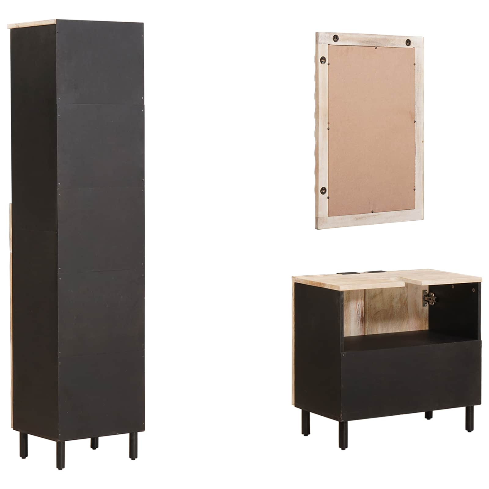 Set da Bagno Finitura Bianco Lavato Legno di mango massello - immagine 7