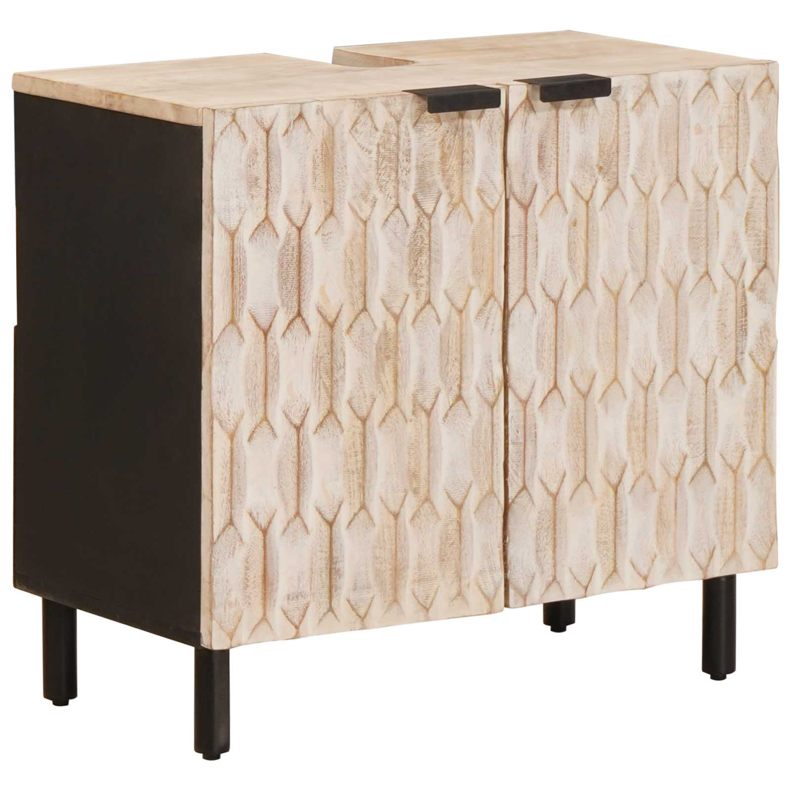 Set da Bagno Finitura Bianco Lavato Legno di mango massello - immagine 5