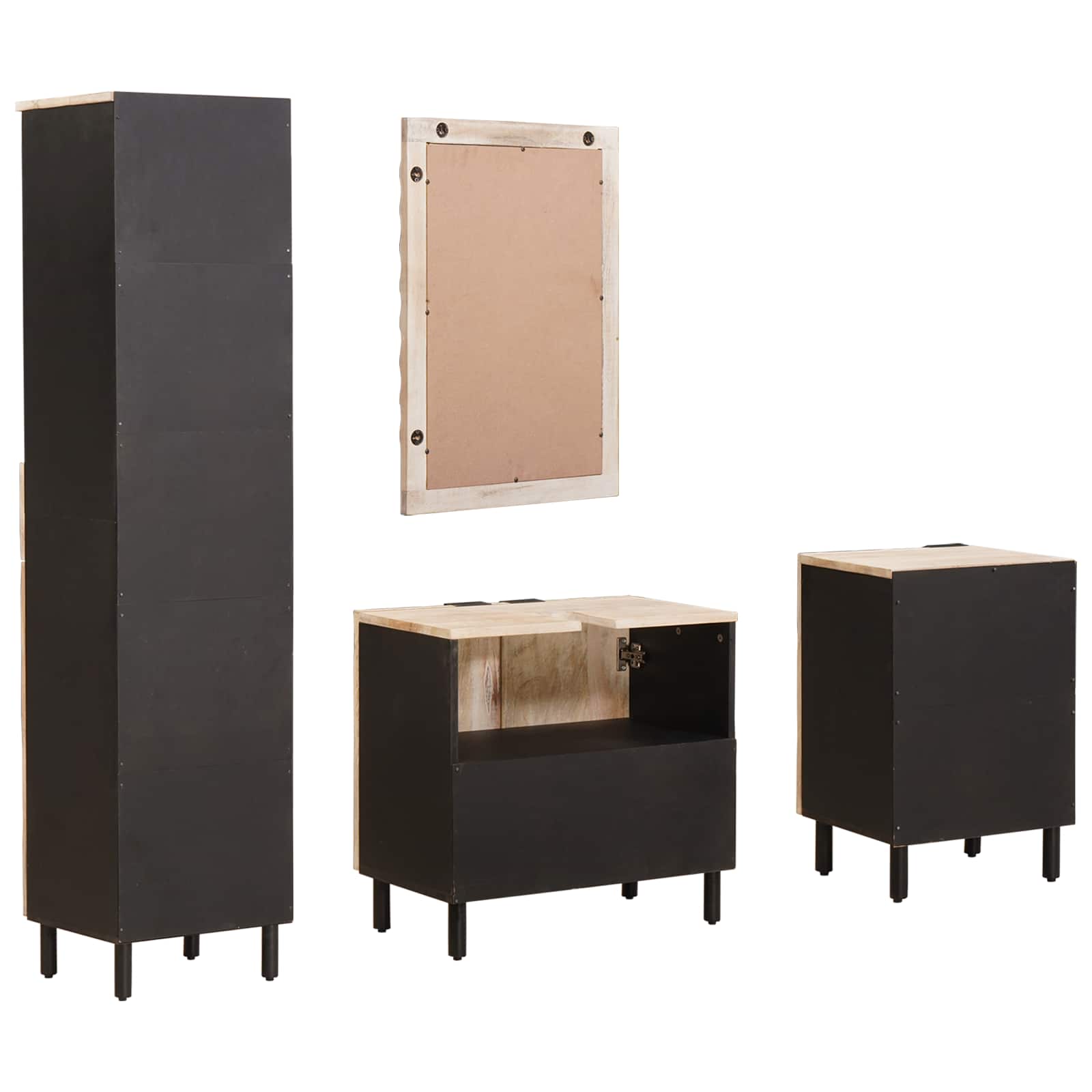 Set da Bagno Finitura Bianco Lavato Legno di mango massello - immagine 8