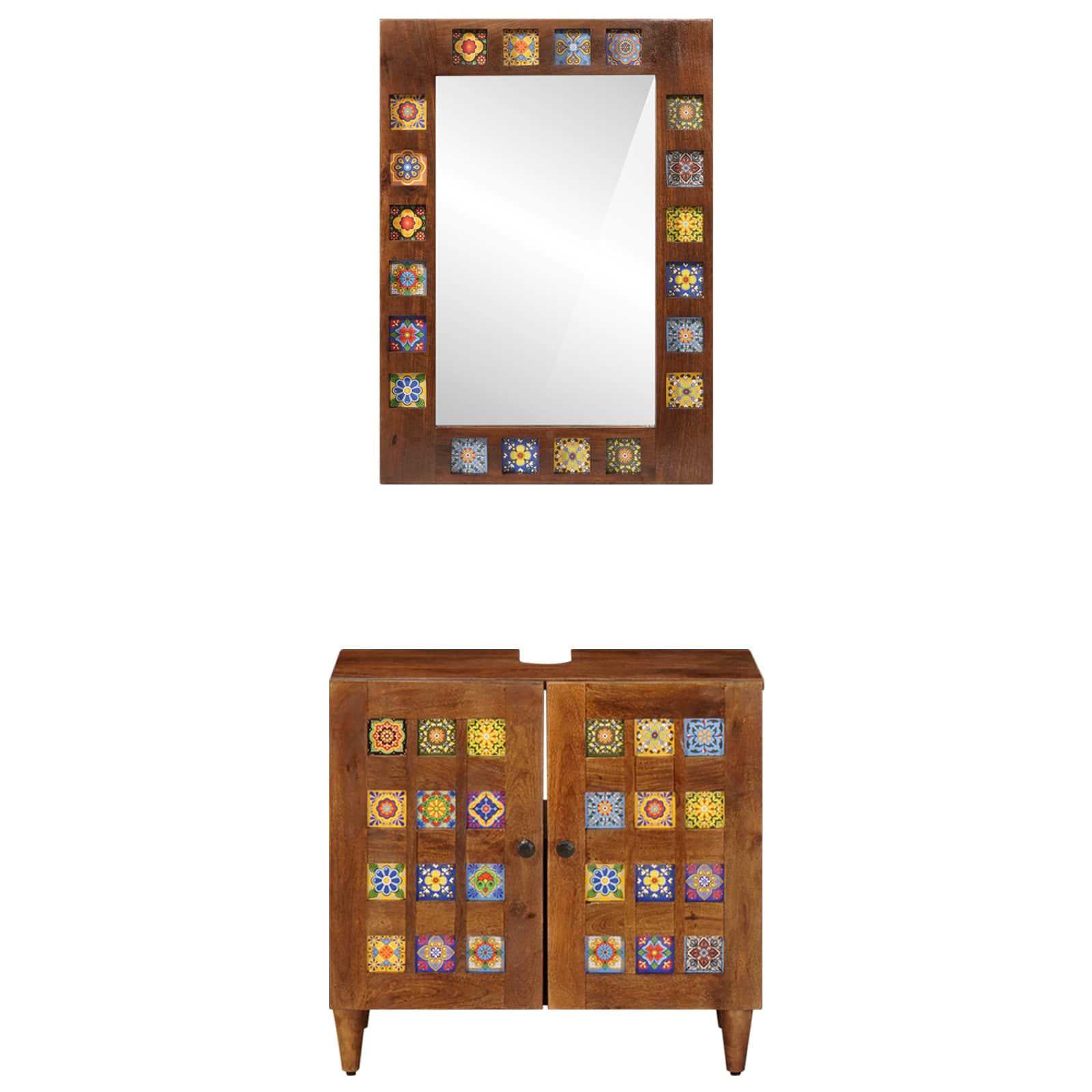 Set di mobili per il bagno 2 pcs Noce Legno di mango massello - immagine 5