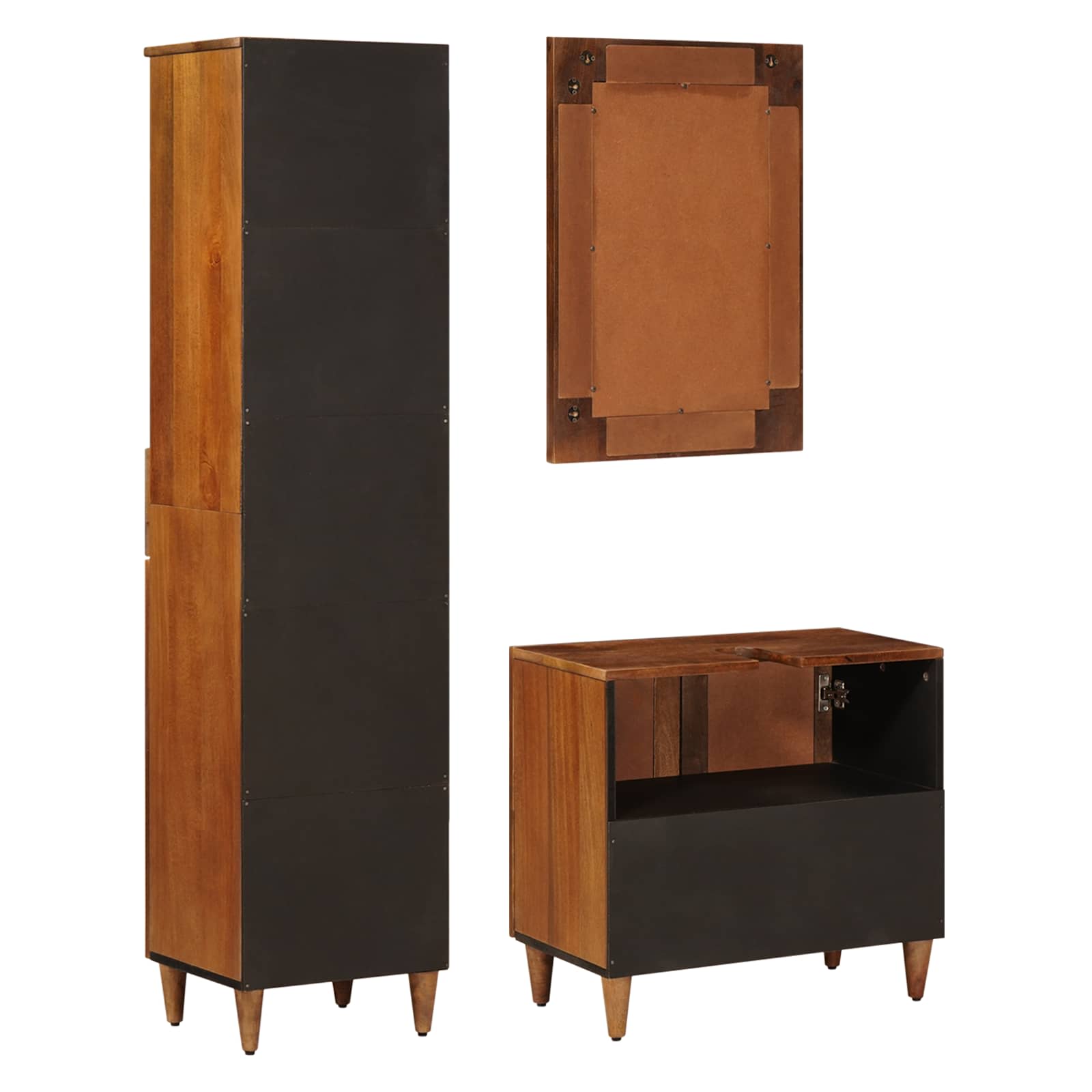 Set di mobili per il bagno 3 pcs Noce Legno di mango massello - immagine 7