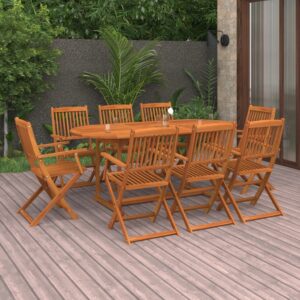 Set da Pranzo da Giardino 9pz 180x90x75cm Legno Massello Acacia