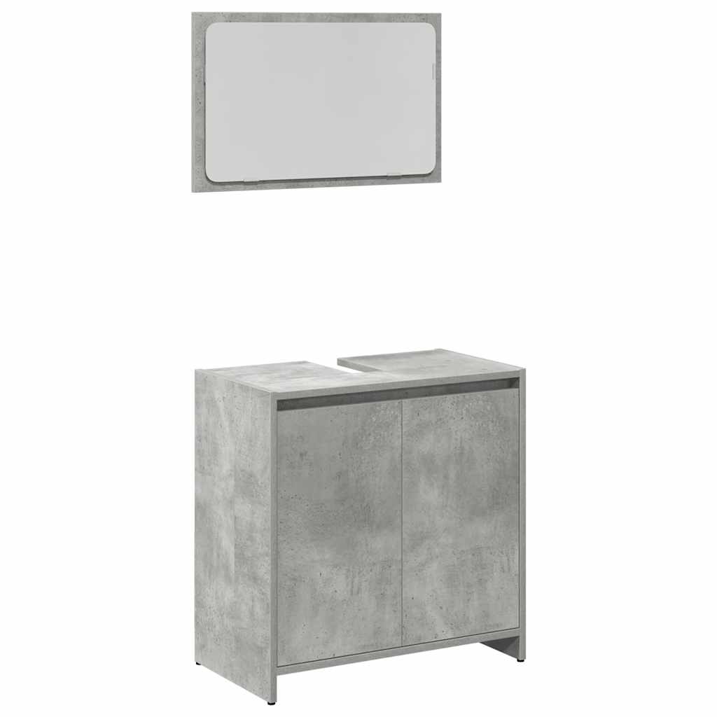 Set Mobili da Bagno 3 pz Grigio Cemento in Legno Multistrato - immagine 5