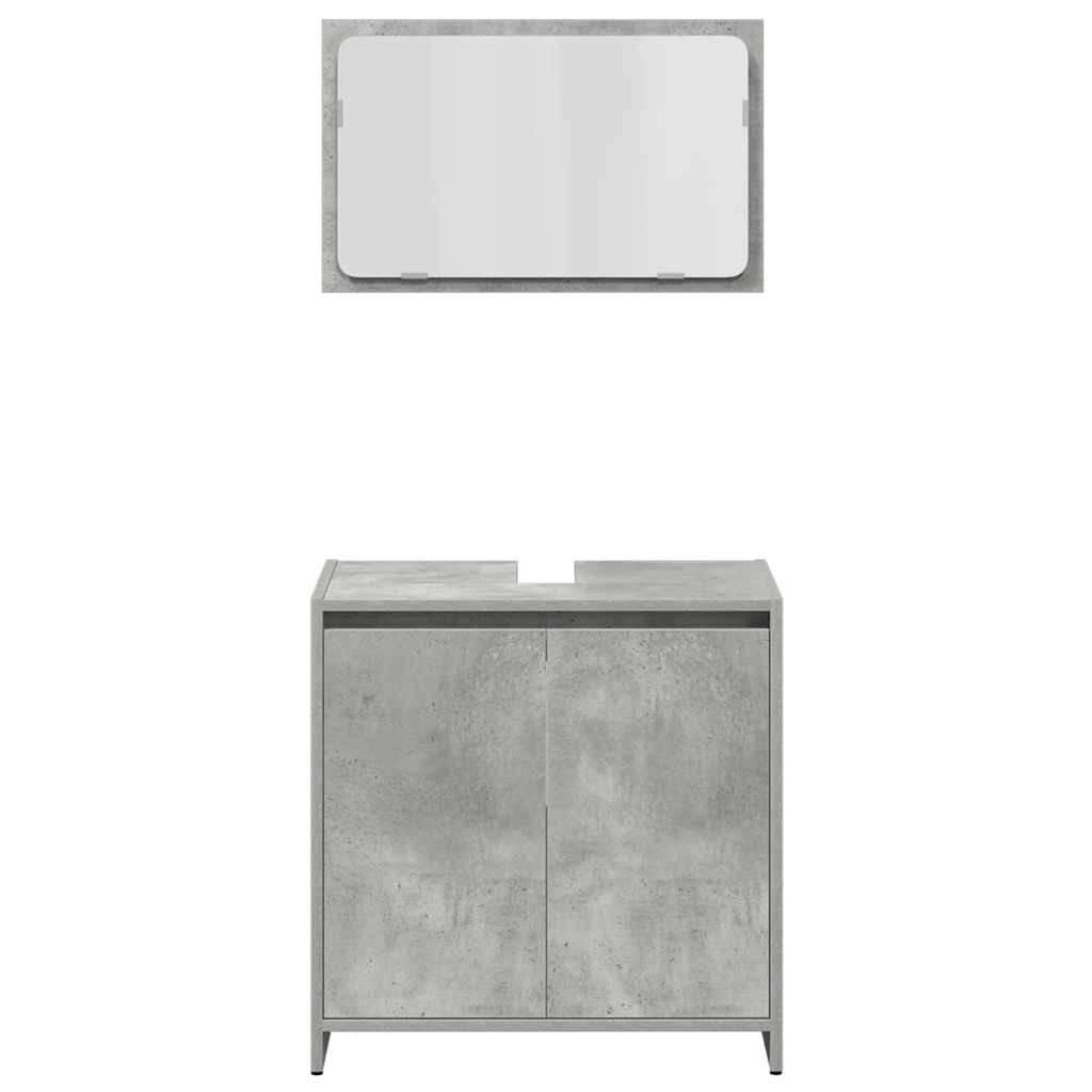 Set Mobili da Bagno 3 pz Grigio Cemento in Legno Multistrato - immagine 6
