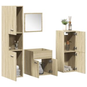 Set Mobili da Bagno 4 pz Rovere Sonoma in Legno Multistrato