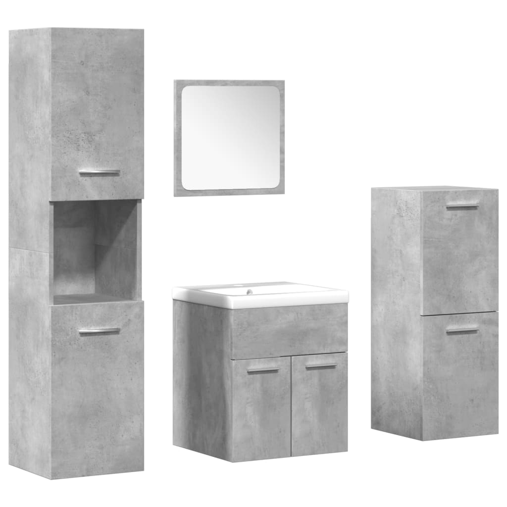Set Mobili da Bagno 5 pz Grigio Cemento in Legno Multistrato - immagine 2