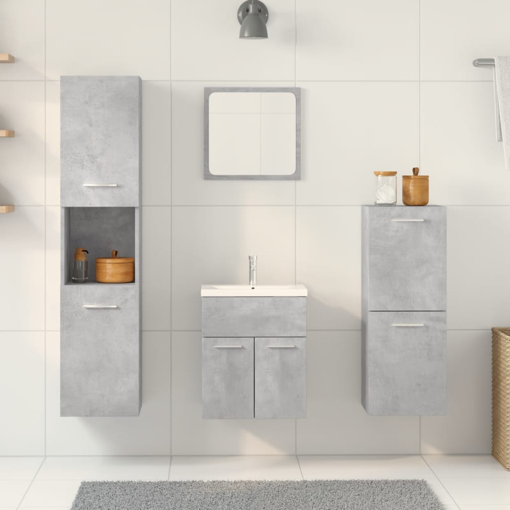 Set Mobili da Bagno 5 pz Grigio Cemento in Legno Multistrato - immagine 3