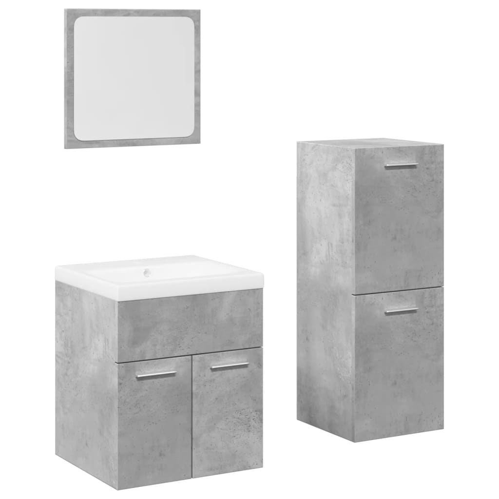 Set Mobili da Bagno 4 pz Grigio Cemento in Legno Multistrato - immagine 2