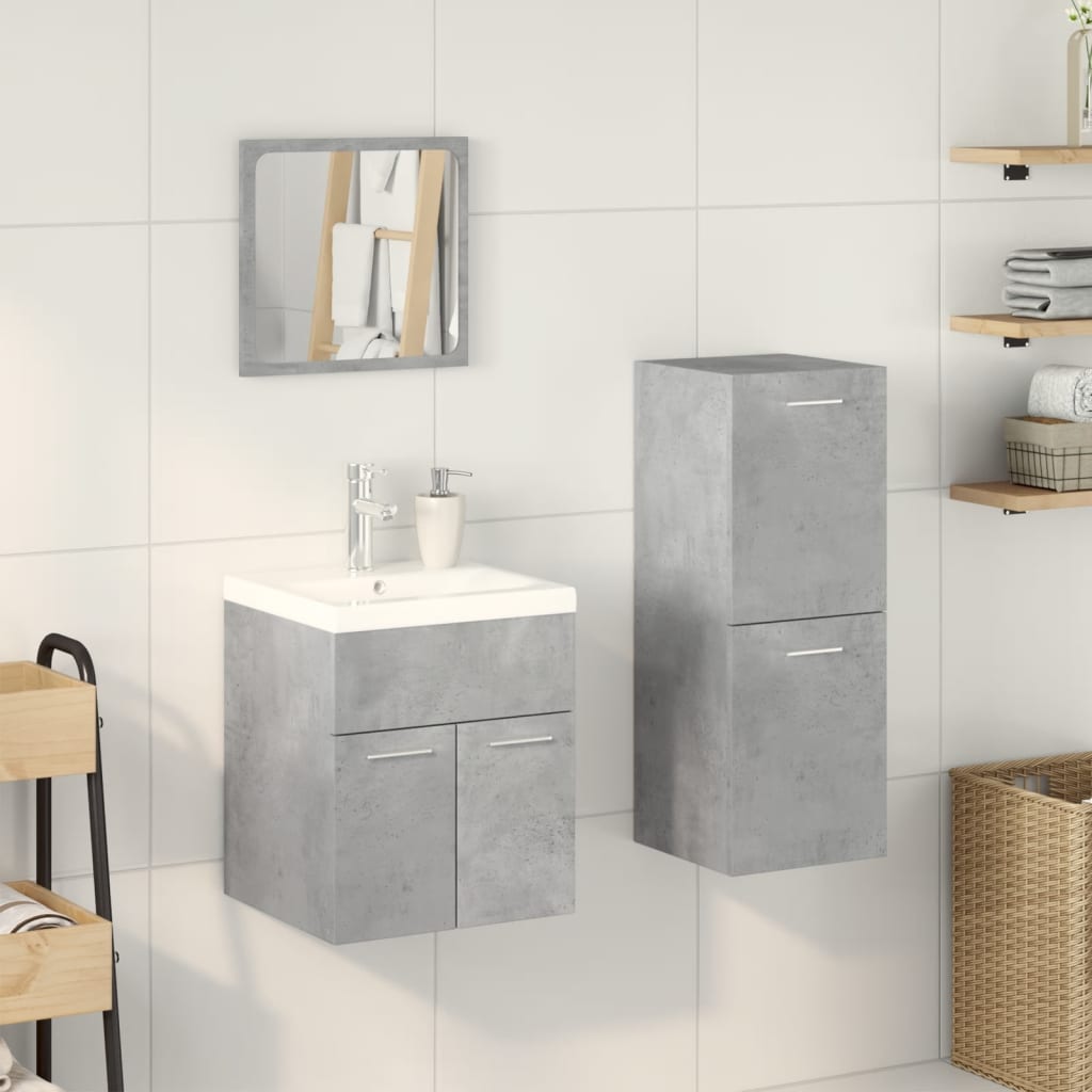 Set Mobili da Bagno 4 pz Grigio Cemento in Legno Multistrato - immagine 3