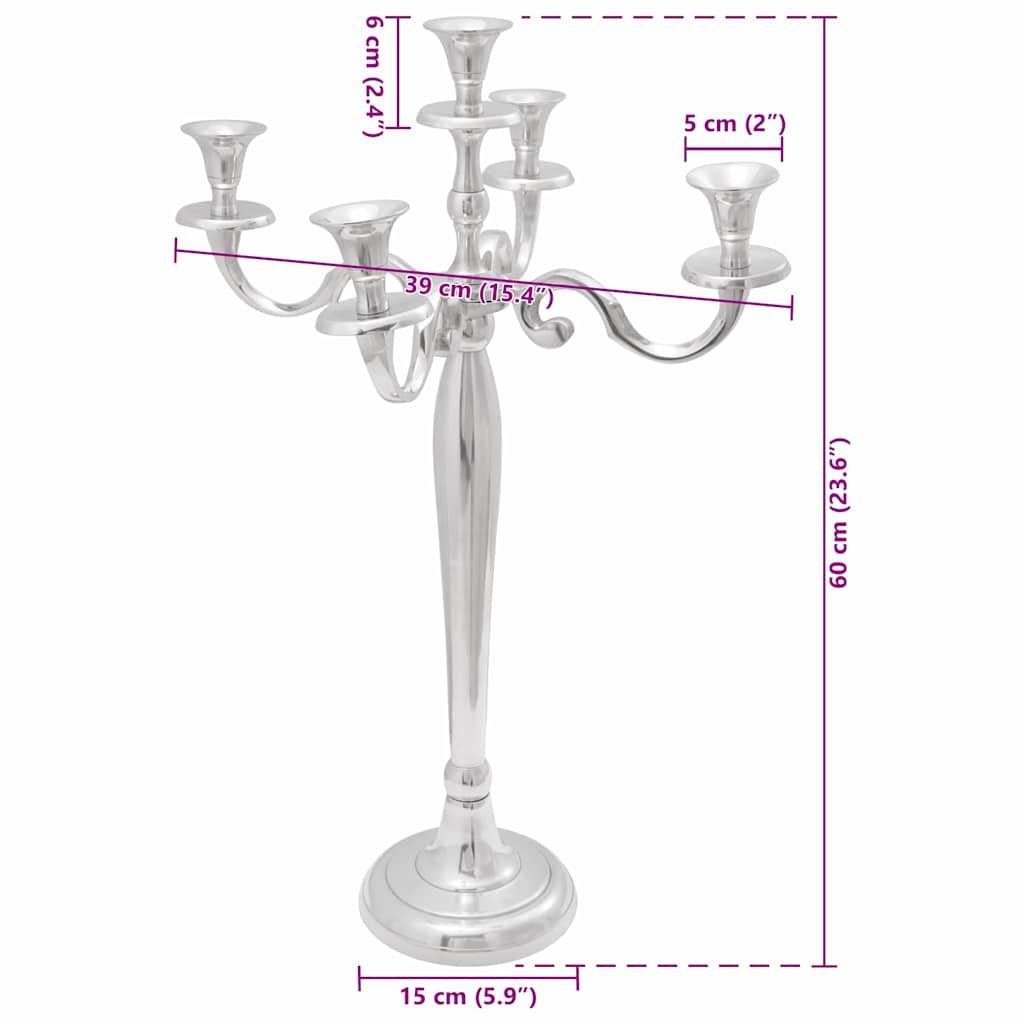Candelabro Argento 39 x 39 x 60 cm Alluminio - immagine 7