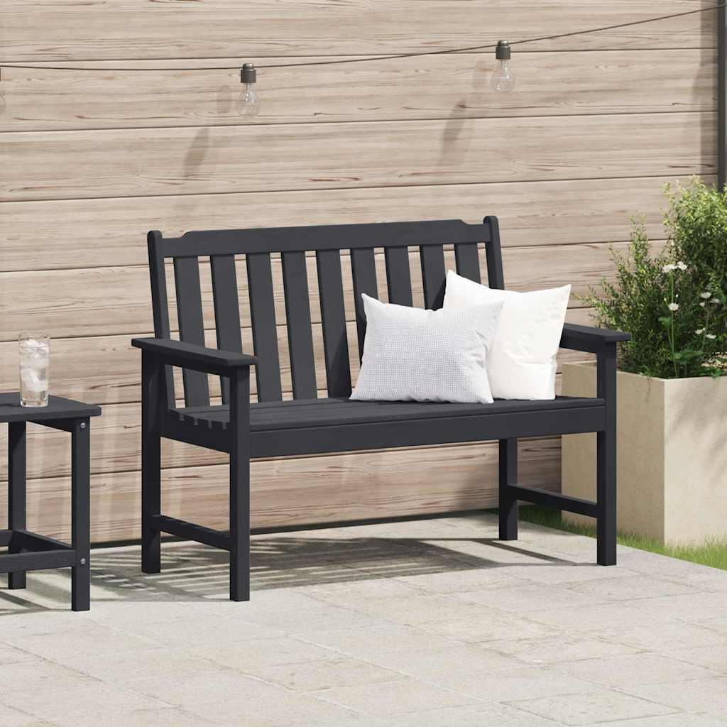 Panchina da giardino con cuscino Nero 120 x 59 x 88cm HDPE