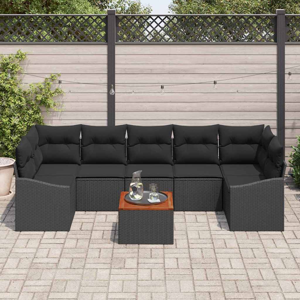 Set Divano da Giardino 8 pcs Nero e bianco - immagine 3