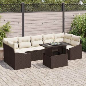 Set Divano da Giardino 8 pcs Marrone Poly Rattan