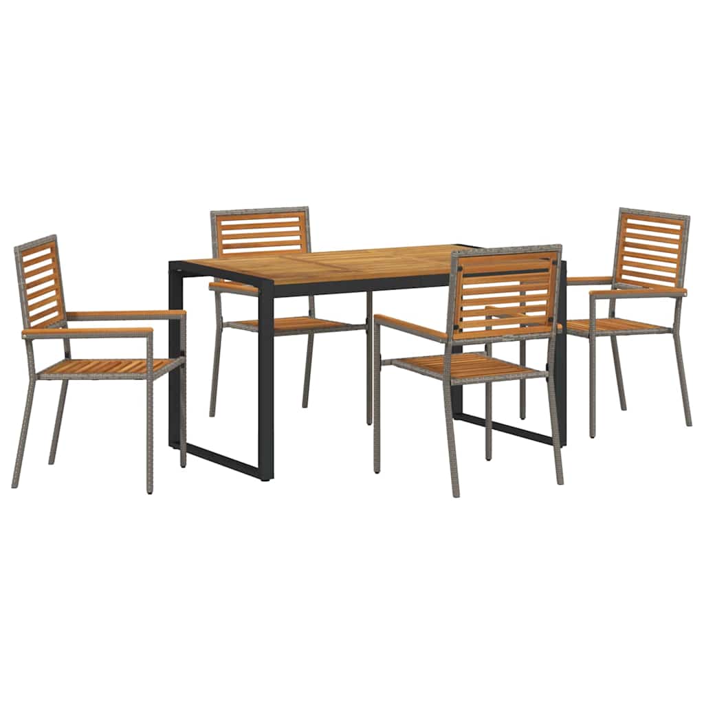 Set da Pranzo per Giardino 5 pcs Nero e Marrone polyrattan - immagine 2