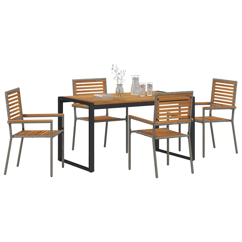 Set da Pranzo per Giardino 5 pcs Nero e Marrone polyrattan - immagine 3