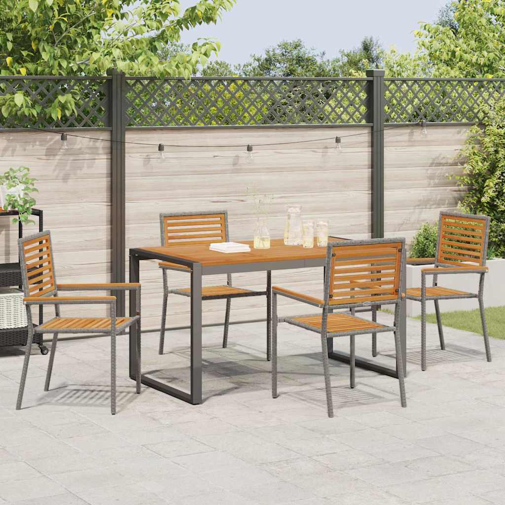 Set da Pranzo per Giardino 5 pcs Nero e Marrone polyrattan - immagine 4