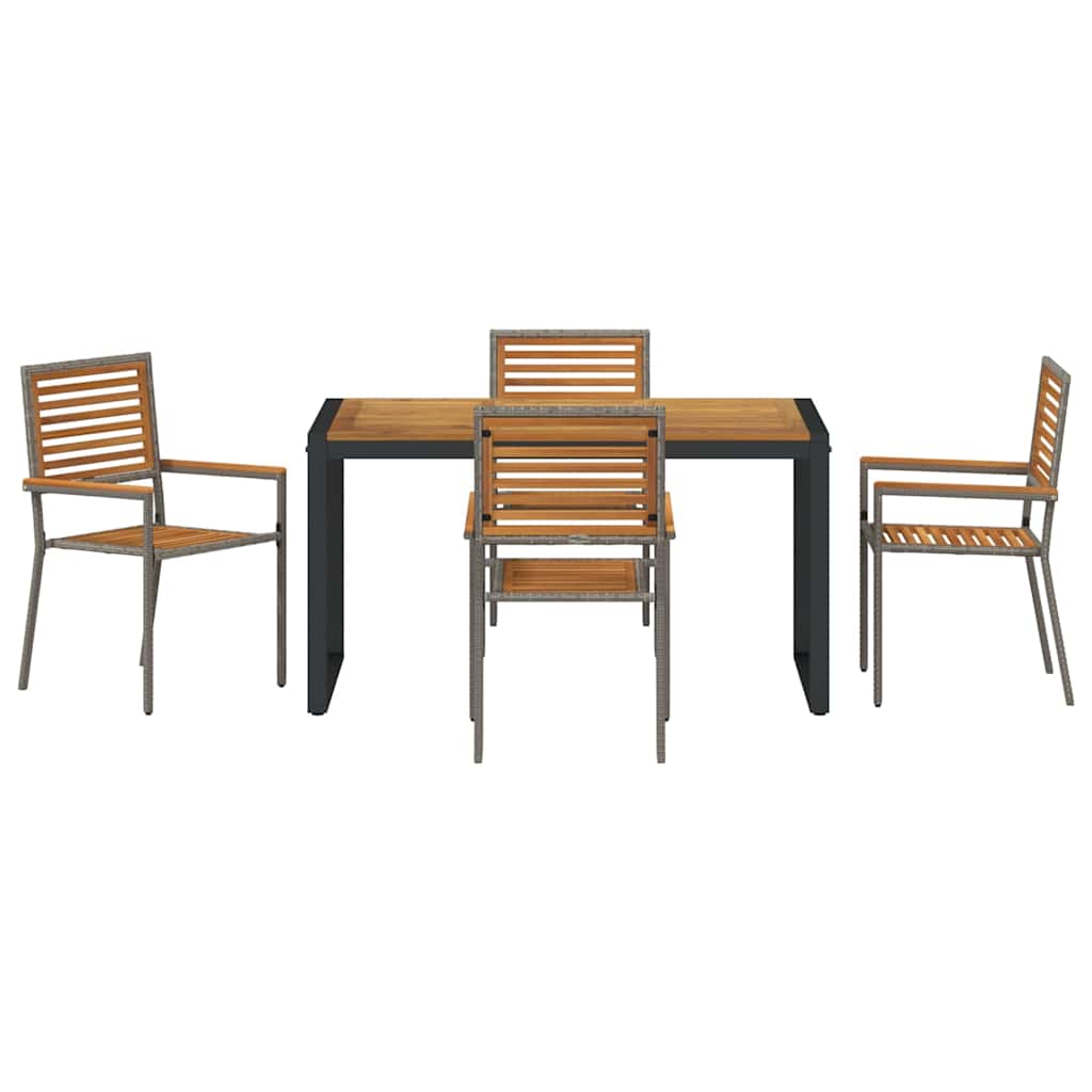 Set da Pranzo per Giardino 5 pcs Nero e Marrone polyrattan - immagine 7