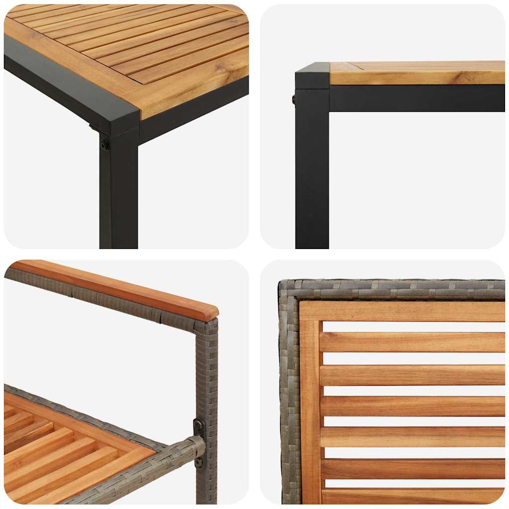 Set da Pranzo per Giardino 5 pcs Nero e Marrone polyrattan - immagine 9