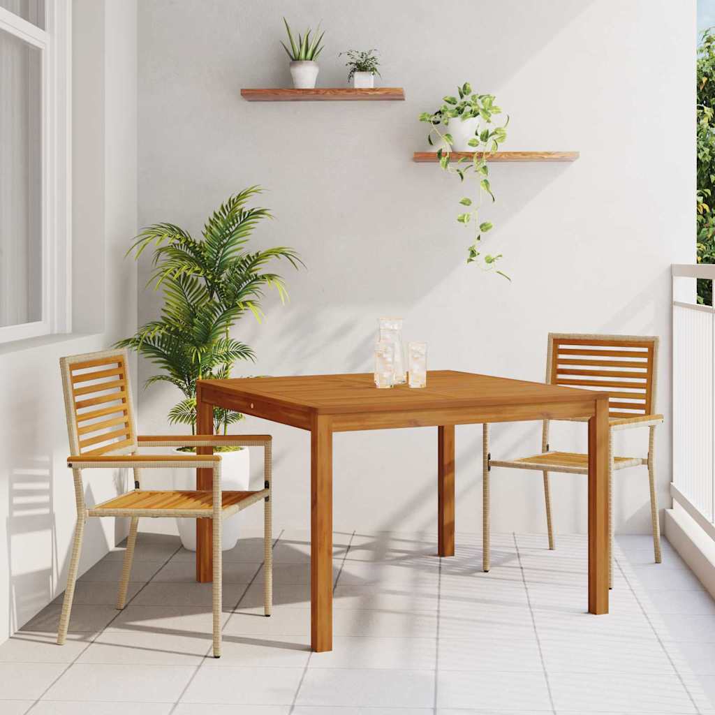Set da Pranzo per Giardino 3 pcs Beige Legno di Acacia Massello