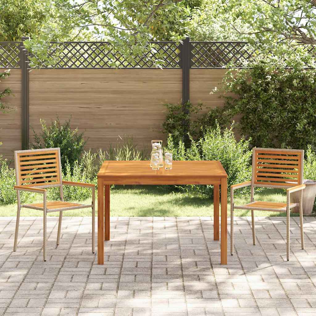 Set da Pranzo per Giardino 3 pcs Beige Legno di Acacia Massello - immagine 4