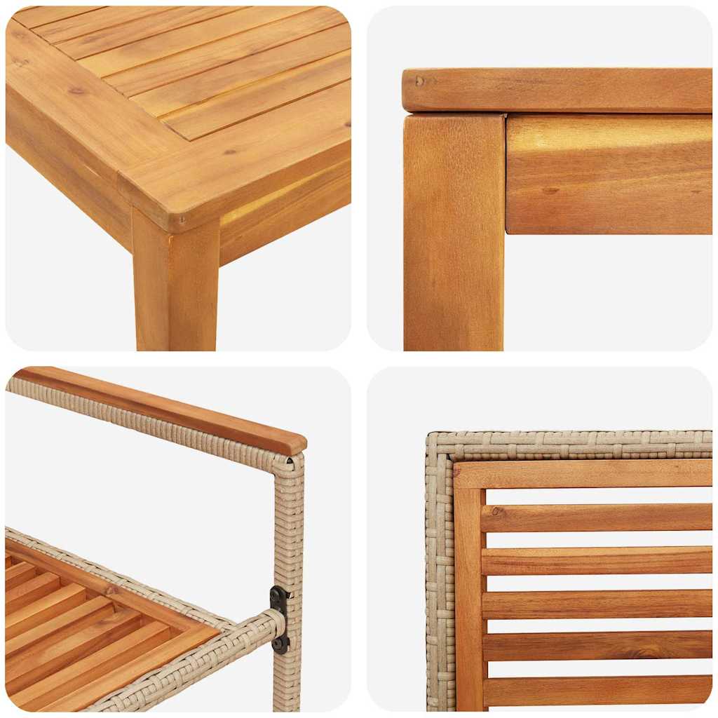 Set da Pranzo per Giardino 3 pcs Beige Legno di Acacia Massello - immagine 9