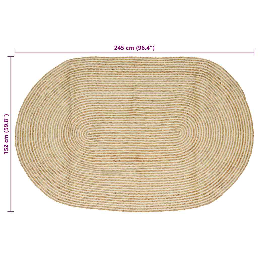 Tappeto Naturale e Bianco 152 x 245 cm Juta - immagine 7