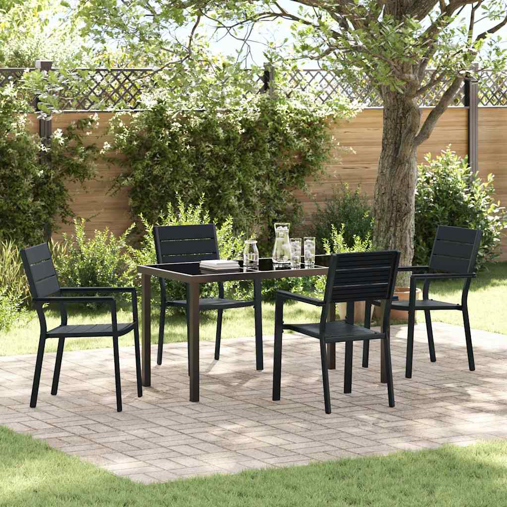Set da Pranzo per Giardino 5 pcs Nero
