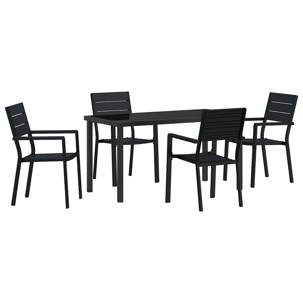 Set da Pranzo per Giardino 5 pcs Nero - immagine 2