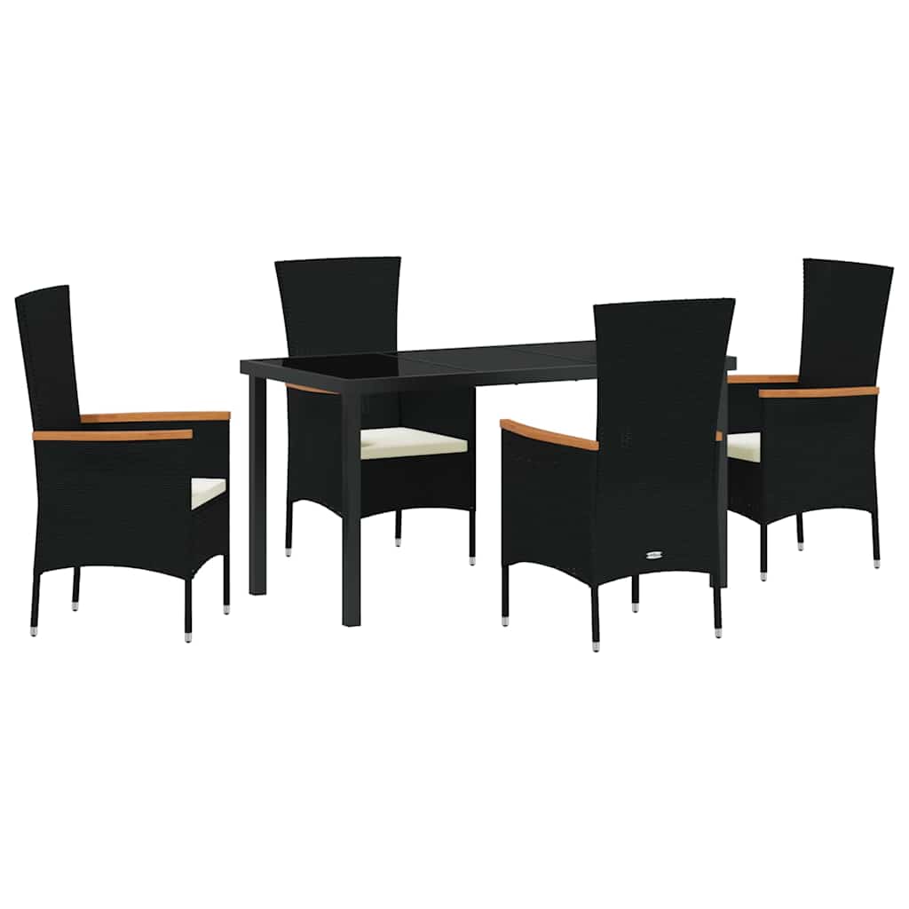 Set da Pranzo per Giardino con cuscino 5 pcs Nero - immagine 2