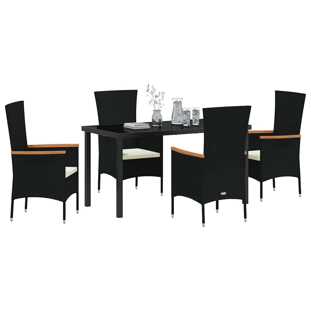 Set da Pranzo per Giardino con cuscino 5 pcs Nero - immagine 3