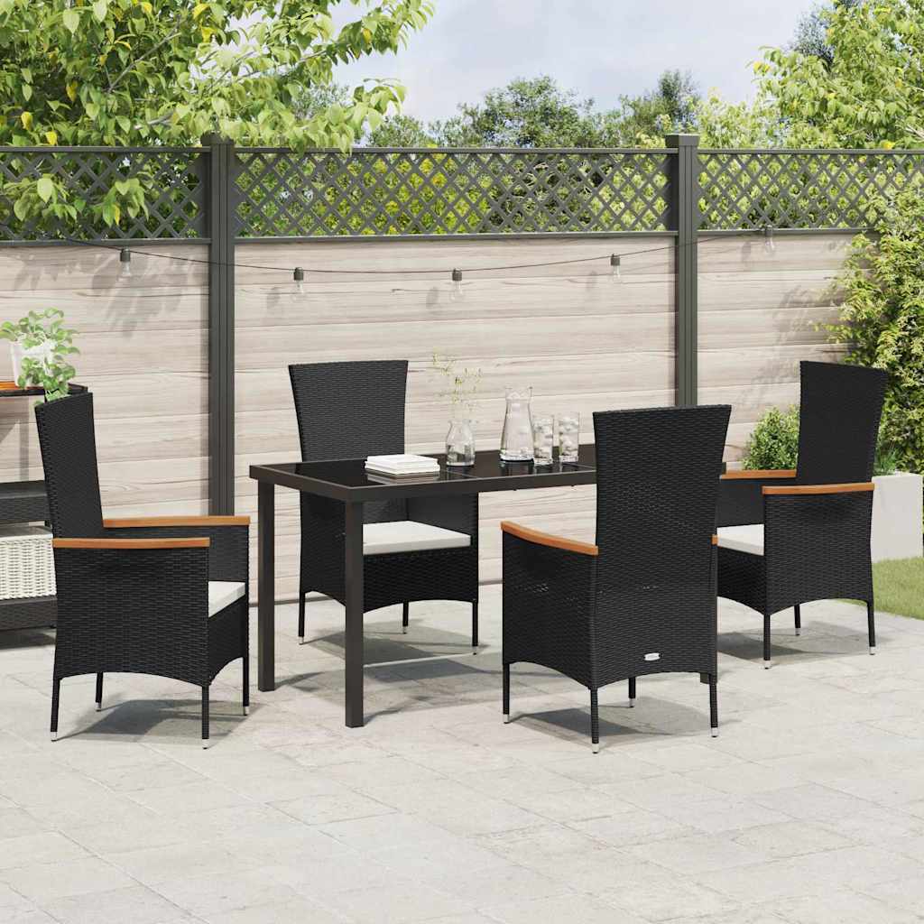 Set da Pranzo per Giardino con cuscino 5 pcs Nero - immagine 4