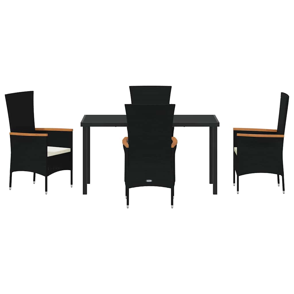 Set da Pranzo per Giardino con cuscino 5 pcs Nero - immagine 7