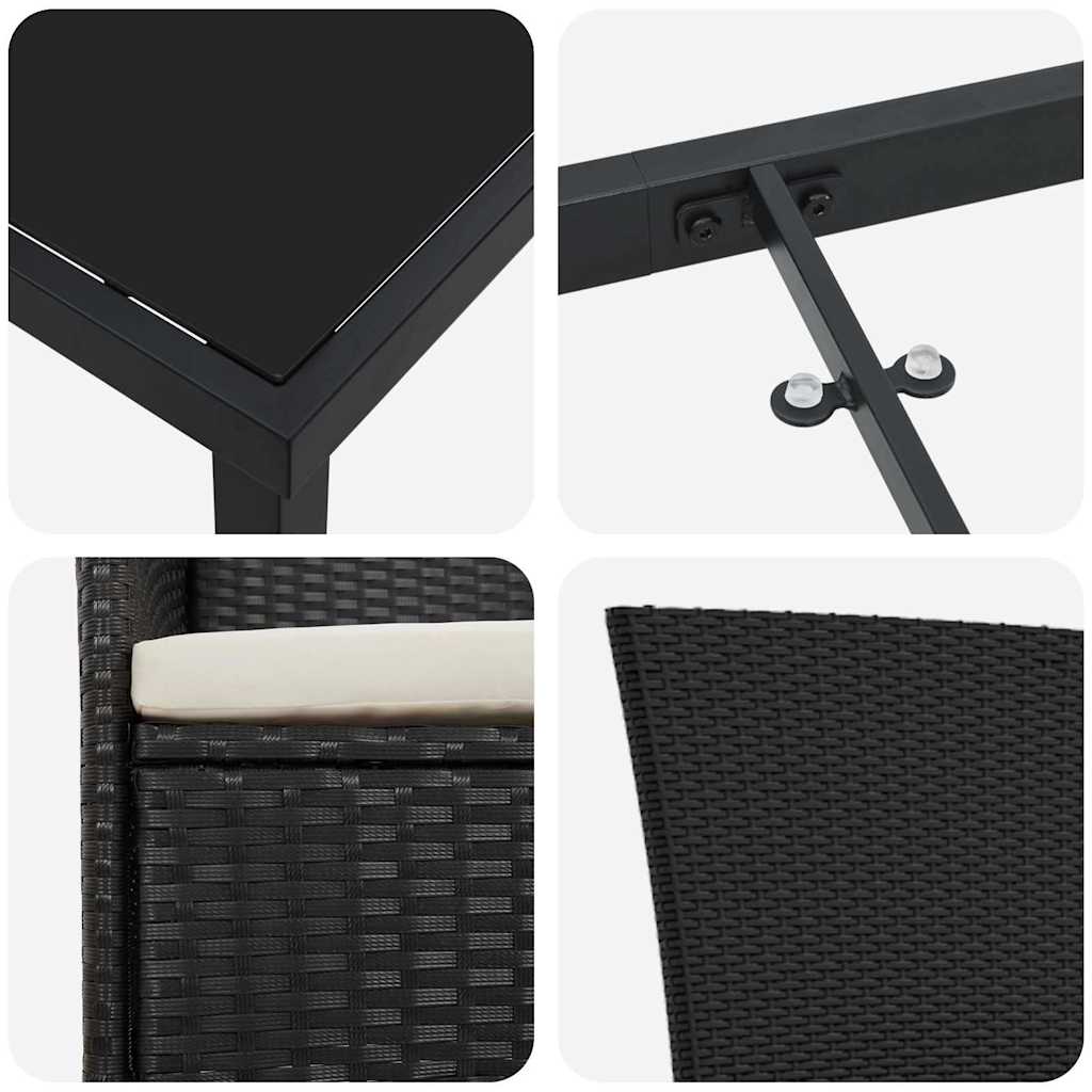 Set da Pranzo per Giardino con cuscino 5 pcs Nero - immagine 9