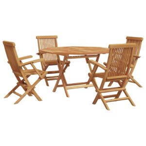 Set da Pranzo per Giardino 5 pcs Marrone Legno di teak solido