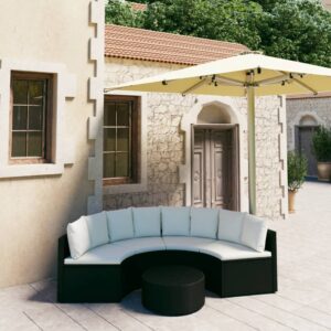 Set Divani da Giardino 9 pz con Cuscini in Polyrattan Nero